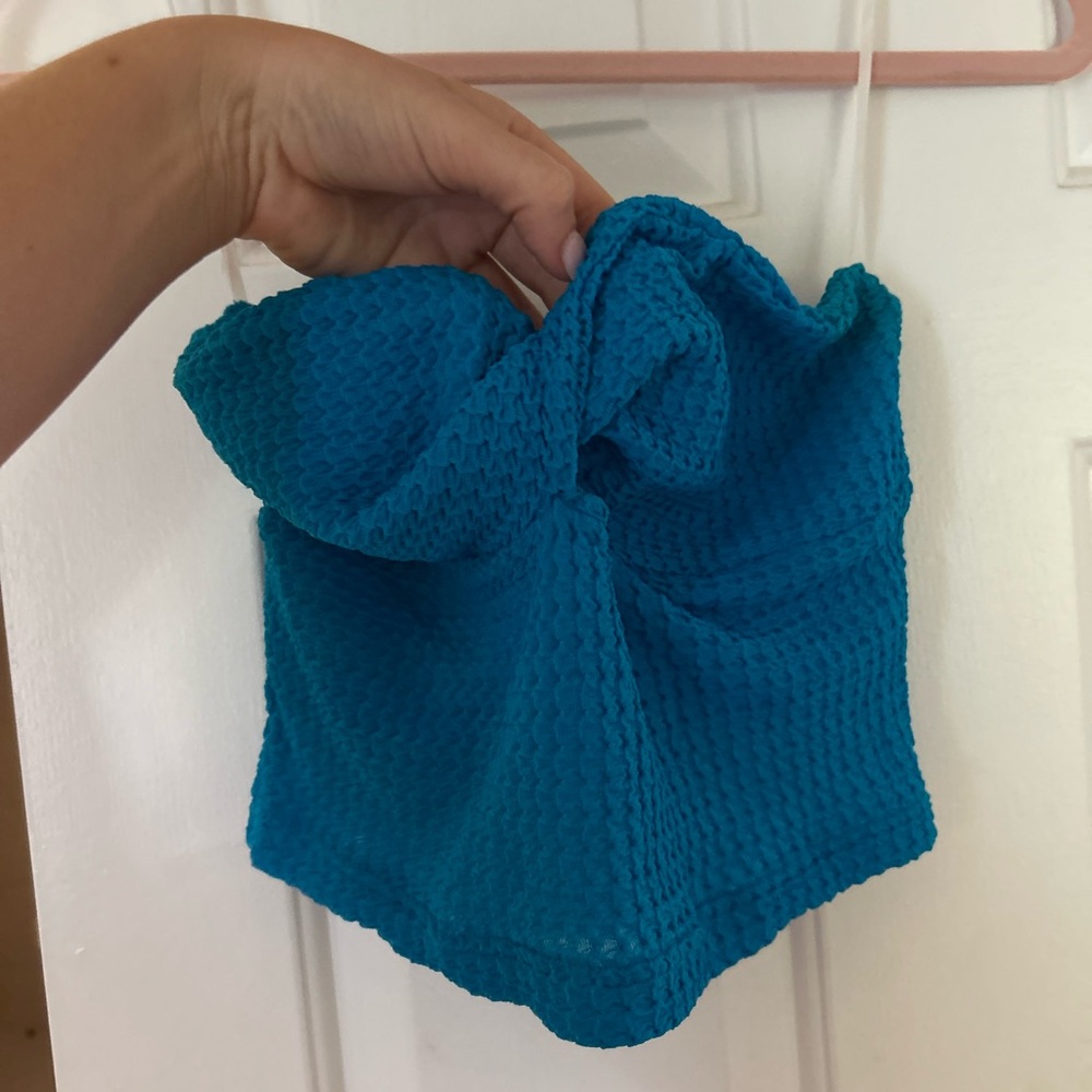 SHEIN Teal Textured Crop Top